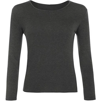 Image of Hiffy Kids Unisex Plain Basic Top Long Sleeve Girls Boys Uniform T Shirt Tops (Charcoal, 9 10 Years)
