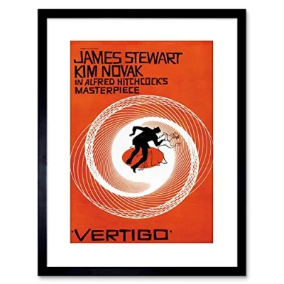 Image of Wee Blue Coo 9x7 &#039;&#039; MOVIE VERTIGO 1958 SAUL BASS STEWART HITCHCOCK FRAMED ART PRINT F97X558