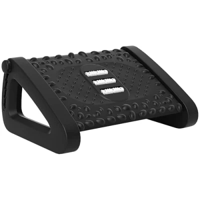 Image of HOMCOM Foot Rest Under Desk, 6 Height Adjustable Footrest with Massage Texture and Rollers, Non Slip Office Footstool for Black