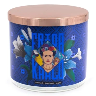 Image of Frida Kahlo Scented Candle in Glass Gift for Women Floral 3 Wick Candles Long Burning Time (60 h) Soy Wax