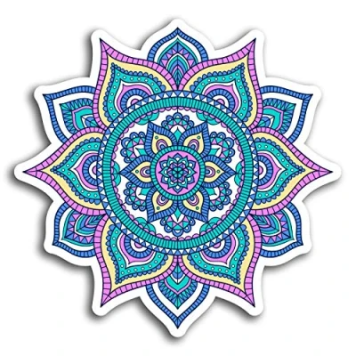 Image of 2 x 10cm Mandala Blue Indian Vinyl Stickers Sticker Laptop Luggage #19366 (10cm Wide)