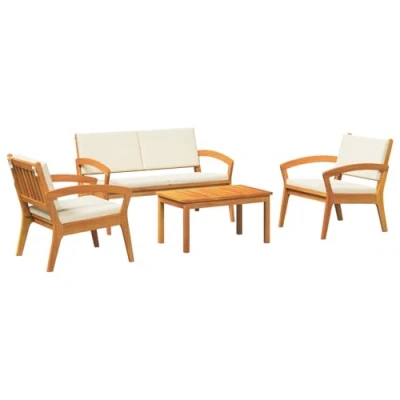 Image of vidaXL Bistro Set of 4 Cream white Solid Acacia wood