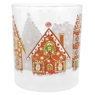 Image of Gisela Graham Gingerbread House Glass Tea Light Holder Large