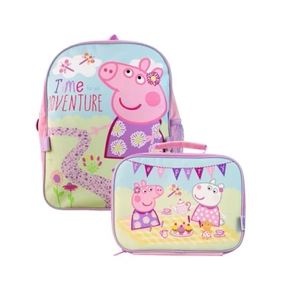 Image of Peppa Pig Kids Backpack and Lunch Box Set Pink
