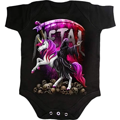 Image of Spiral Metallicorn Baby Sleepsuit Black S