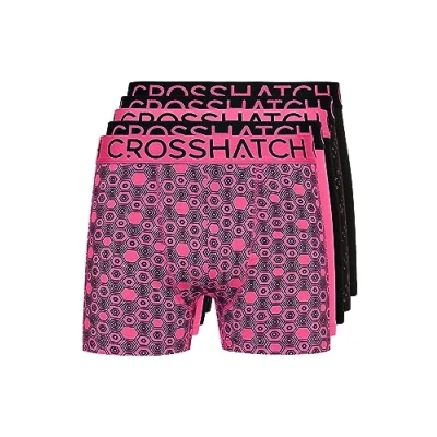 Image of Crosshatch Mens Boxers Shorts (5 Pack) GLOCOMB Multipack Underwear Gift Set Colour Trunk Boxers(S/Glocomb PINK)