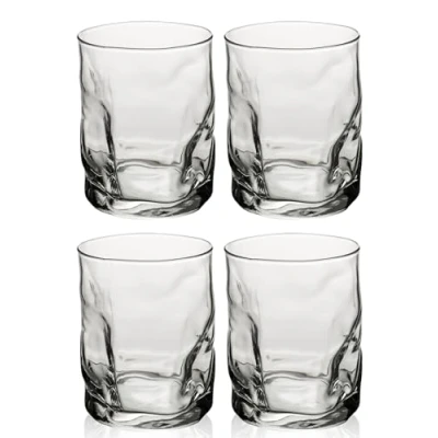 Image of Bormioli Rocco Sorgente Glass Tumbler Whisky Drinking Glasses 420ml (15oz) Set of 4