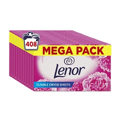 Image of Lenor Tumble Dryer Sheets, 408 Sheets (34 x 12), Sparkling Bloom &amp; Yellow Poppy, Long lasting Freshness When Drying