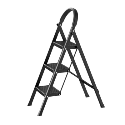 Image of joukares 3 Step Ladder, Folding Stool with Wide Anti Slip Pedal, Convenient Handgrip, Lightweight, 330lbs Sturdy Steel Portable for Household and Office Black 1 Set
