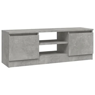 Image of vidaXL TV Cabinet with Door, Concrete Grey Spacious Entertainment Media Stand Easy Assembly, Engineered Wood Material for Durability, Ideal Living Room and Bedroom.