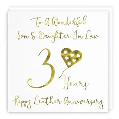 Image of Hunts England Son And Daughter In Law 3rd Anniversary Card To A Wonderful &amp; 3 Years Happy Leather Milano Collection
