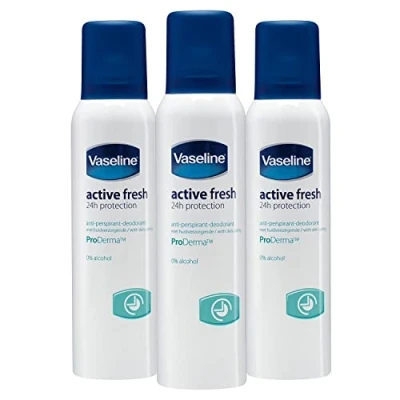 Image of Vaseline Antiperspirant Deodorant Active Fresh With Proderma 150Ml Pack Of 3