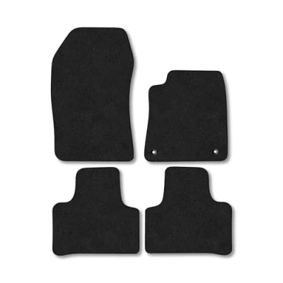 Image of Car Mats Compatible with Peugeot 408 (2019 ) Tailored Fit Black Carpet Floor Set Accessory Custom 4 Pieces Anti Slip Backing &amp; Binding Trim Edge