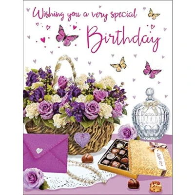 Image of Piccadilly Greetings Birthday Card Female 8 x 6 inches Regal Publishing,greenpinkbrownwhitered