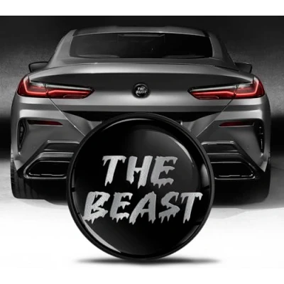 Image of Biomar Labs Rear Trunk Tuning Badge 74mm Compatible with BMW Emblem Bonnet Boot 51148219237 Black Silver EZ 26