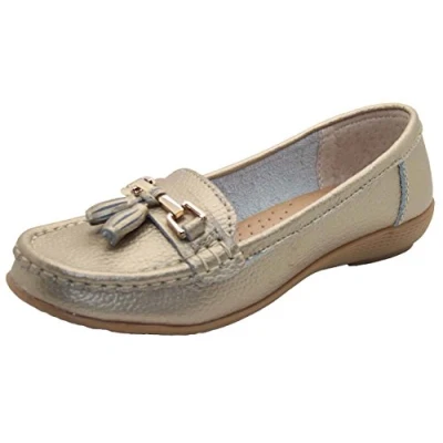Image of Ladies Jo &amp; Joe LR Nautical Loafer Flatform Shoes Gold UK 7