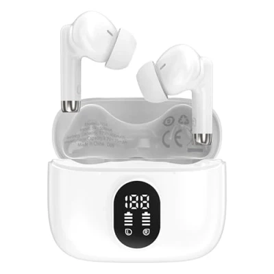 Image of Maplin Wireless Earbuds Bluetooth V5.4 USB C Charging Soft Fit White