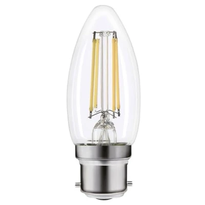 Image of Integral ILCANDB22DE075 4.2w Filament LED Candle, dimmable, 4000K, B22, 470lm =40w