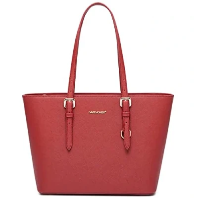 Image of David Jones Women&#039;s Shopping Handbag Shoulder Bag PU Leather Long Handle Shopper Capacity Medium Size Elegant City Red