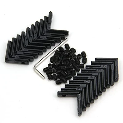 Image of Zeberoxyz 20PCS Black L Shape Joint Corner Bracket,2020 Series 90 Degree Aluminum Profile Interior with M5 Screws,Suitable for 6mm Slot Extrusion (L Bracket Black)