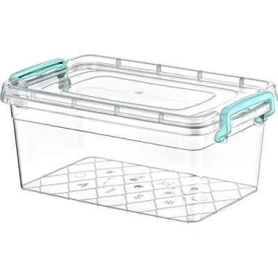 Image of Heavy Duty Clear Plastic Storage Boxes Stackable Containers with Locking Lid (4, 5.5 Litre)