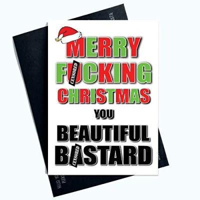 Image of Funny Christmas Cards Merry You Beautiful B*stard Boyfriend Gay PC982