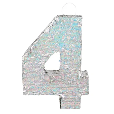 Image of Boland Numbers Pinata Size 40 x 28 8 cm Holographic Number Silver Anniversary Birthday Decoration Party Game