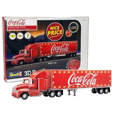 Image of Revell 3D Puzzle 00152 Coca Cola Truck LED Edition 168 Pieces, Highly Detailed, Stunning Light Effects, Over 58cm in length, Fun &amp; Easy To Build