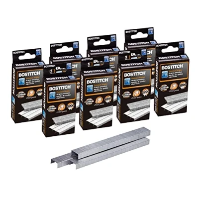 Image of Bostitch Standard Staples, 1/4&quot; Length,Full Strip 5000 Per Box, 8 Pack