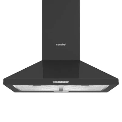 Image of COMFEE&#039; 60 cm Chimney Cooker Hood PYRA17B Extractor with LED and Recirculating &amp; Ducting System Wall Mounted Range 600 mm Fan Kitchen Black