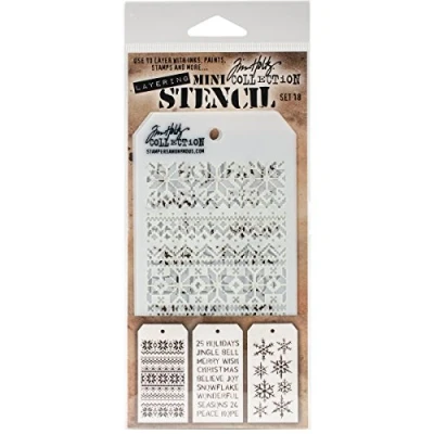 Image of Stampers Anonymous MTS018 Tim Holtz Mini Layered Stencil Set #18, 8.61x21x0.2 cm