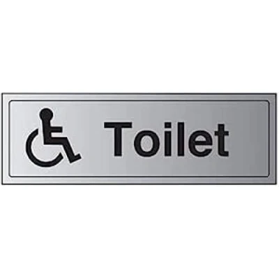 Image of V Safety General Door Disabled Toilet Sign 300mm x 100mm 3mm Brushed Alu Comp