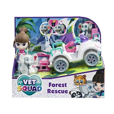 Image of Vet Squad Forest Rescue Ava &amp; Quadbike, 3 Inch Articulated Figure with Vehicle, pet and Accessories