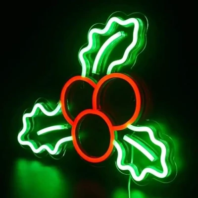 Image of TRIXES Christmas Holly Neon Light LED USB Powered