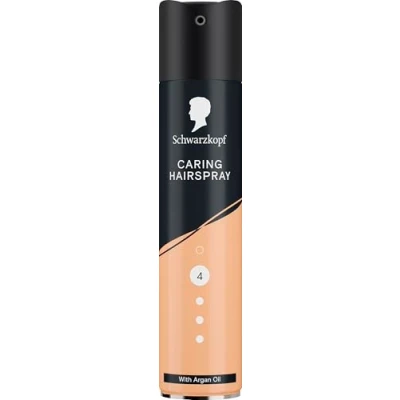 Image of Schwarzkopf Hairspray Caring 250ml, Styling &amp; Care, Strong Hold Hair Spray, Spray for Hair, With Argan Oil