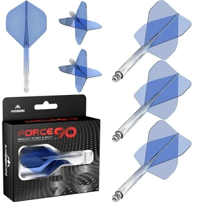 Image of Mission Darts Force 90 Integrated Precision Moulded Dart Flight And Shaft System, Pack of 3 Professional Highly Durable Combined Flights Stems Standard No.2