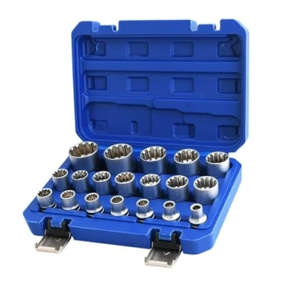 Image of Spline Socket Set 1/2&quot; Drive Universal Metric 8 32mm 12 Point Cr V Kit 19pcs