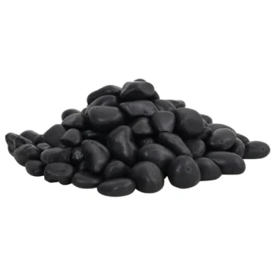 Image of &quot;vidaXL 25kg Polished Pebble Set in Black, Decorative River Stones for Gardening, Landscaping and Aquatic Features, Smooth Natural Suitable Indoor &amp; Outdoor Use&quot;