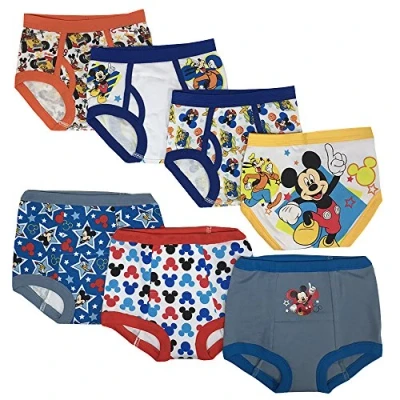 Image of Disney Boys&#039; Mickey Mouse Potty Stickers &amp; Tracking Chart in Sizes 18m, 2t, 3t, 4t Baby and Toddler Underwear, 7 Pack Starter Kit (3 Training Pants+4 Briefs), 24 Months (Pack of 7)