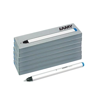 Image of Lamy T11 Rollerball Pen Cartridges Set of 6 with Large Ink Supply and Stainless Steel Tip in Blue (Erasable) for Cartridge Roller Ball Model 311 Balloon 18 Refills