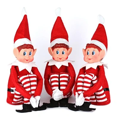 Image of eBuyGB Novelty Christmas Elf Festive Fun with Shelved Elves Gift Décor Self Sitting Shelf (Pack of 3)