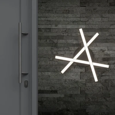Image of ValueLights Matt Black Adjustable Arm Crossover Wall/Ceiling Light Integrated LED Kitchen Living Room Fitting Indoor/Outdoor Lighting IP44 Rated
