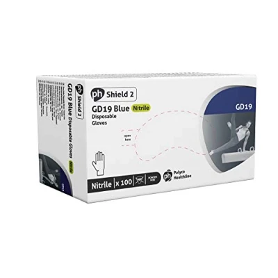 Image of Shield 2 GD19 Blue Nitrile Gloves Large 100 Pack