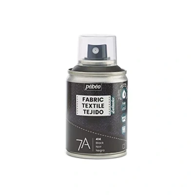 Image of Pebeo Fabric Paint Spray for Textiles 7A Natural and synthetic fabrics Water based Solvent free Permanent Dye Machine Washable textile design,Black,100 ml(Pack of 1)