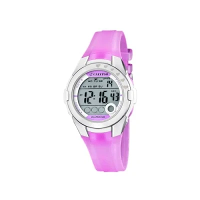 Image of Calypso Girl&#039;s Digital Watch with LCD Dial Display and Purple Plastic Strap K5571/3