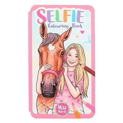 Image of Depesche 12490 Miss Melody Selfie Funny Horse Motifs, 30 Pages, Colouring Book with Stickers, Multicoloured, zzzz s
