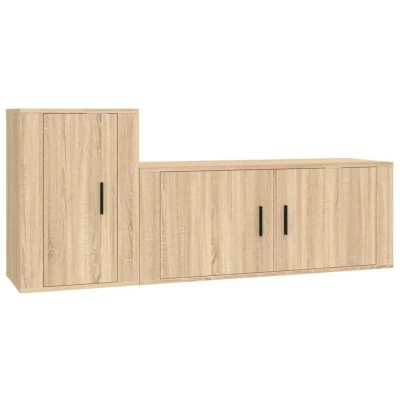 Image of vidaXL 2 Piece TV Cabinet Set Sonoma Oak Engineered Wood