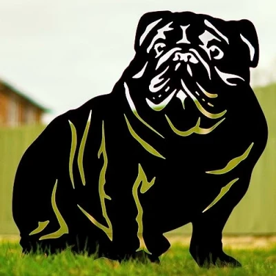 Image of English Bulldog Statue Garden Ornament Christmas Decor Dog Themed Gift Lover Mom Her Woman Him Figurine Metal Door Stop American (Black Painted)