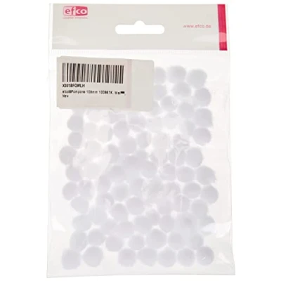 Image of Efco 1002901 Pompons 10 mm 100 pcs. white, polyamide, 17 x 15 2 cm