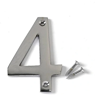 Image of The Home Fusion Company Polished Chrome Screw On House Door/Gate Numbers And Letters 0 9 A B Post Wall